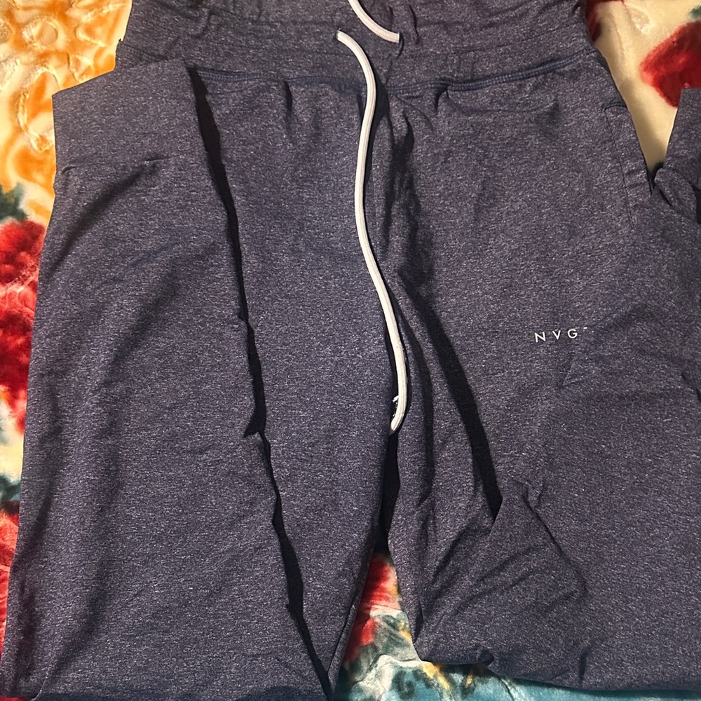 NVGTN Heather Blue Joggers with White Accent
